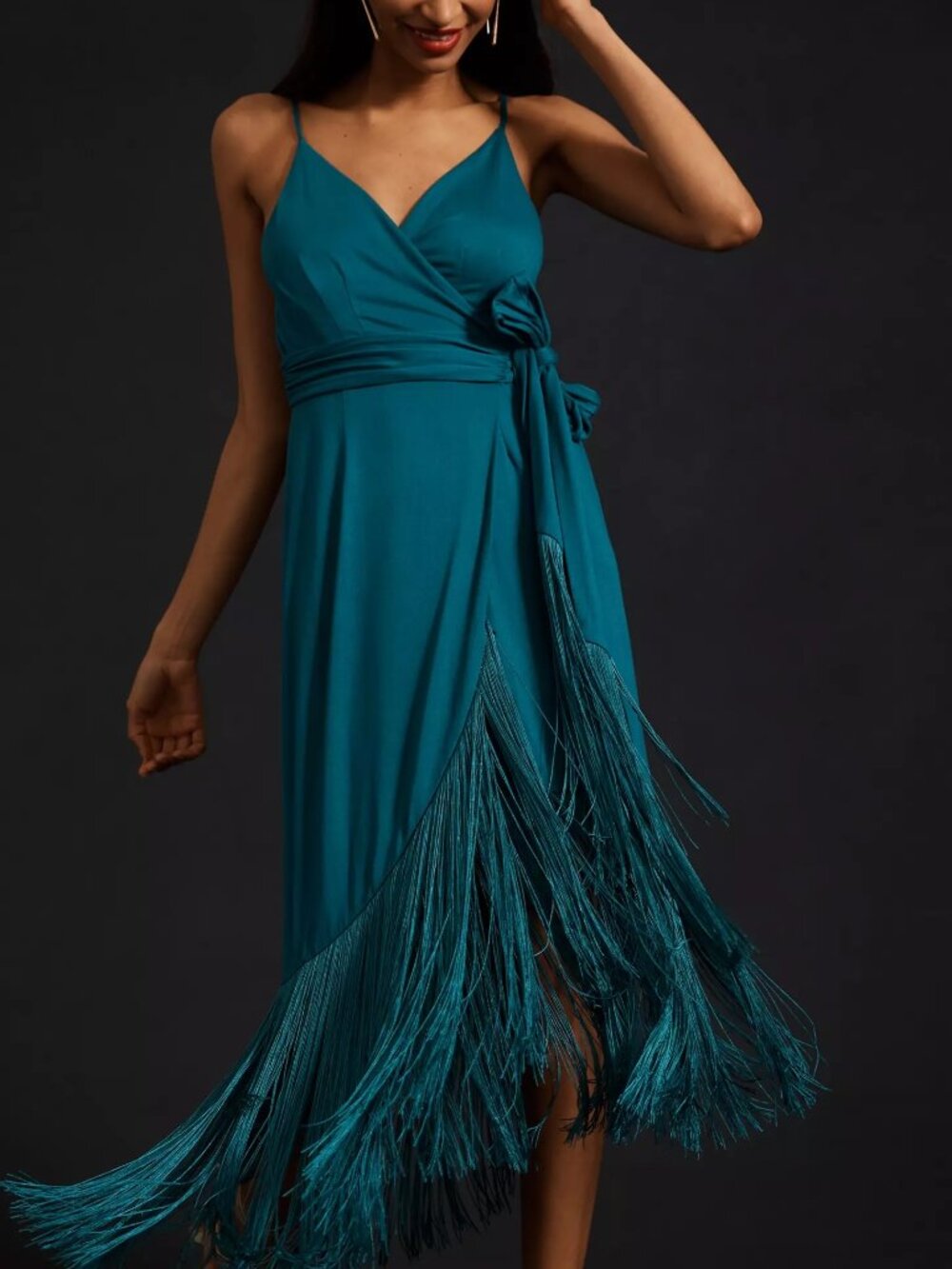 Anthropologie Hutch Fringed-Hem Wrap Dress